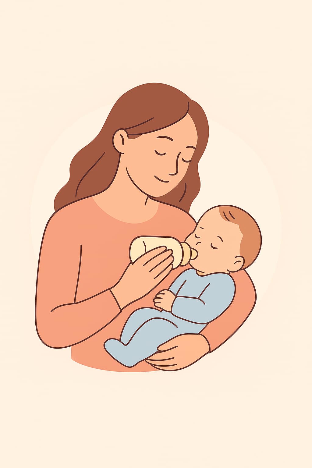 mom bottle feeding baby